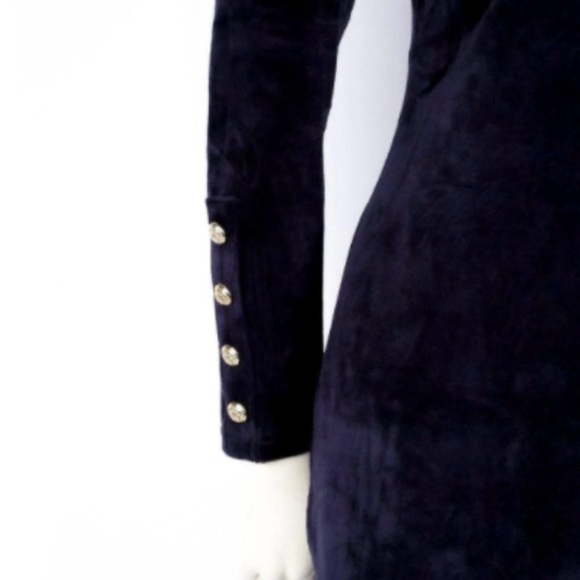 Juicy Couture Black Label ~ Navy Velvet & Gold Accent Holiday Dress Perfect NWOT - Picture 6 of 13